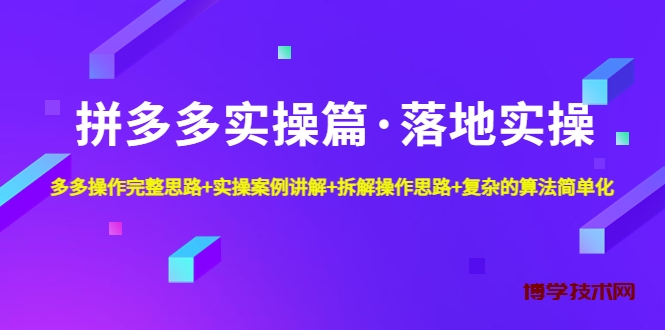 拼多多实操篇·落地实操 完整思路+实操案例+拆解操作思路+复杂的算法简单化-博学技术网