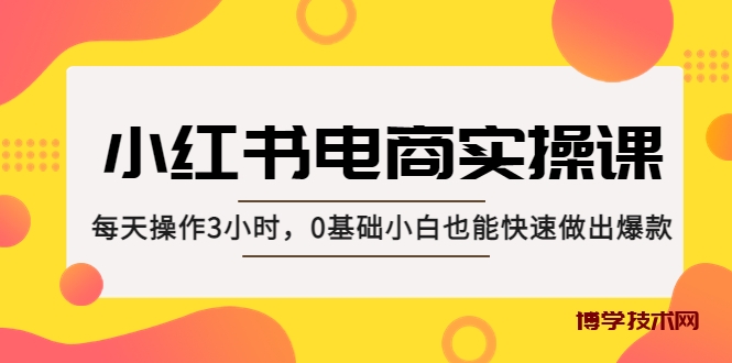 小红书·电商实操课：每天操作3小时，0基础小白也能快速做出爆款！-博学技术网