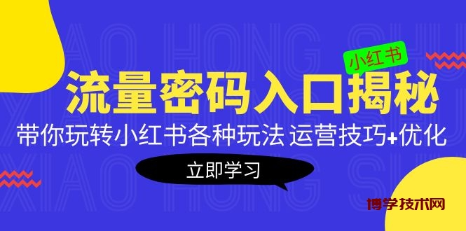 小红书流量密码入口揭秘：带你玩转小红书各种玩法 运营技巧+优化！-博学技术网