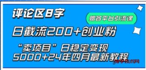 抖音评论区8字日截流200+创业粉 “卖项目”日稳定变现5000+-博学技术网