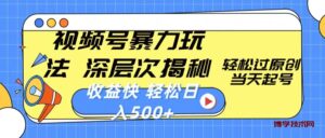 （10772期）视频号暴力玩法，深层次揭秘,轻松过原创，当天起号，收益快，轻松日入500+-博学技术网