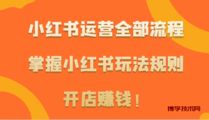 小红书运营全部流程，掌握小红书玩法规则，开店赚钱！-博学技术网