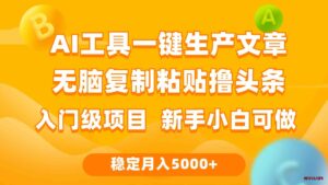 （9967期）利用AI工具无脑复制粘贴撸头条收益 每天2小时 稳定月入5000+互联网入门…-博学技术网