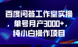 百度问答工作室实操，单号月产3000+，纯小白操作项目-博学技术网