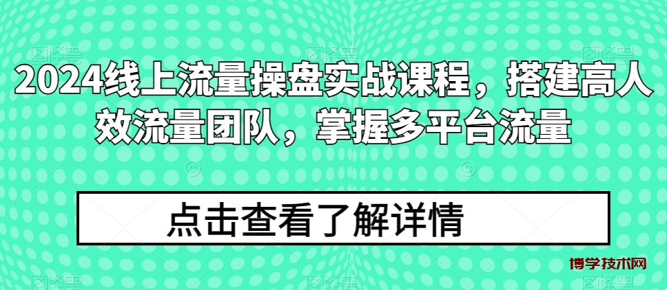 2024线上流量操盘实战课程，搭建高人效流量团队，掌握多平台流量-博学技术网