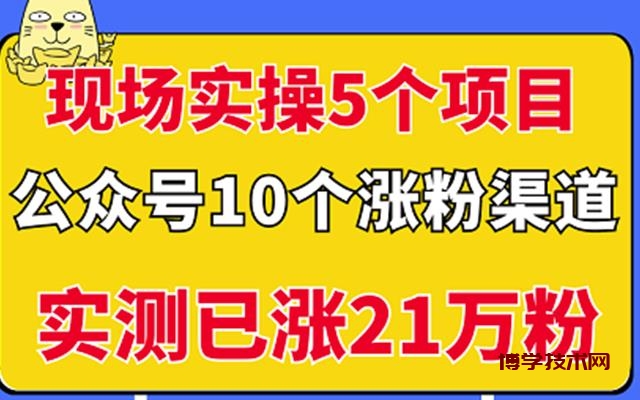 现场实操5个公众号项目，10个涨粉渠道，实测已涨21万粉！￼-博学技术网