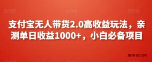 支付宝无人带货2.0高收益玩法，亲测单日收益1000+，小白必备项目【揭秘】-博学技术网