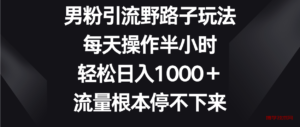 男粉引流野路子玩法，每天操作半小时轻松日入1000＋，流量根本停不下来-博学技术网