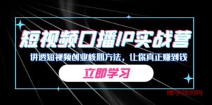 某收费培训：短视频口播IP实战营，讲透短视频创业核心方法，让你真正赚到钱-博学技术网