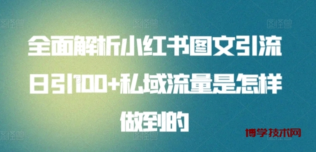 全面解析小红书图文引流日引100+私域流量是怎样做到的-博学技术网