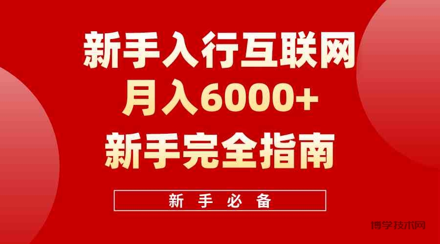 （10058期）互联网新手月入6000+完全指南 十年创业老兵用心之作，帮助小白快速入门-博学技术网