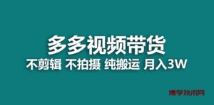 【蓝海项目】多多视频带货，纯搬运一个月搞了5w佣金，小白也能操作【揭秘】-博学技术网