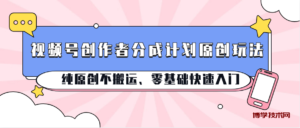 视频号创作者分成计划原创玩法;纯原创不搬运、零基础快速入门-博学技术网
