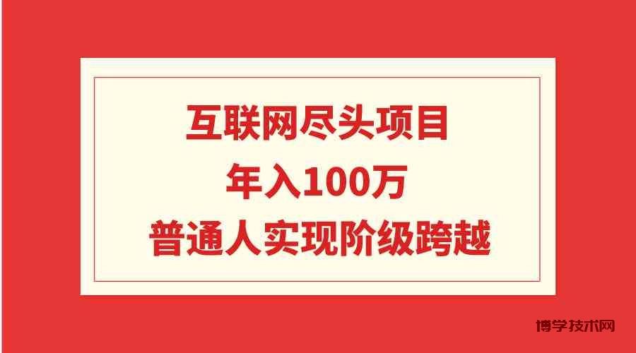 （9250期）互联网尽头项目：年入100W，普通人实现阶级跨越-博学技术网