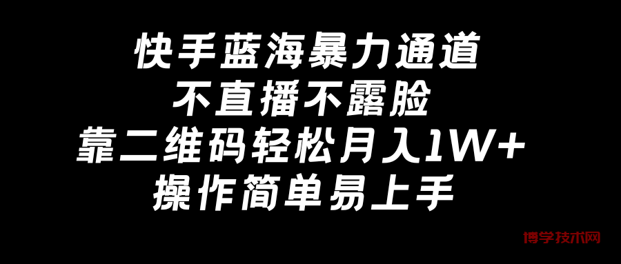 快手蓝海暴力通道，不直播不露脸，靠二维码轻松月入1W+，操作简单易上手-博学技术网