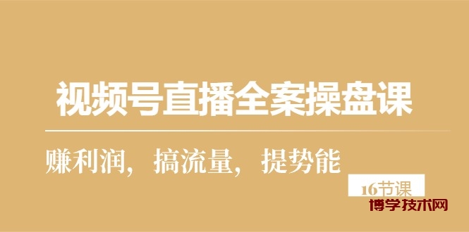（10207期）视频号直播全案操盘课，赚利润，搞流量，提势能（16节课）-博学技术网