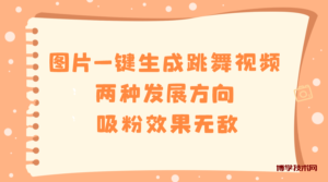 图片一键生成跳舞视频，两种发展方向，吸粉效果无敌-博学技术网