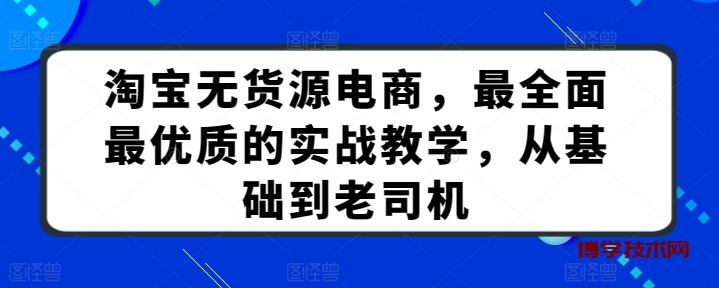 淘宝无货源电商，最全面最优质的实战教学，从基础到老司机-博学技术网