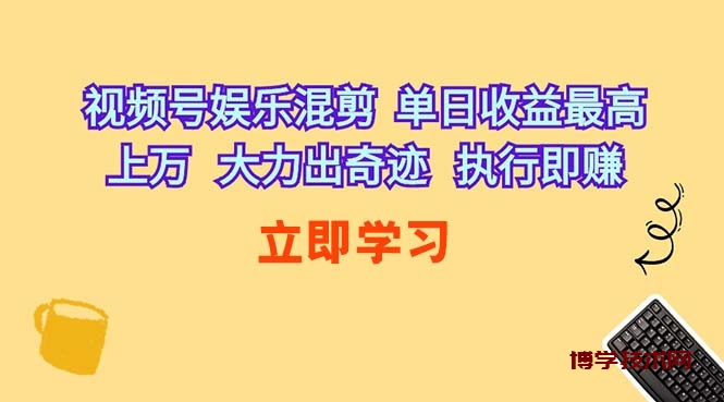 （10122期）视频号娱乐混剪  单日收益最高上万   大力出奇迹   执行即赚-博学技术网
