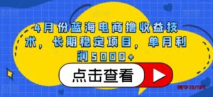 4月份蓝海电商撸收益技术，长期稳定项目，单月利润5000+-博学技术网