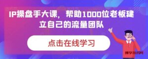 IP-操盘手大课，帮助1000位老板建立自己的流量团队（13节课）-博学技术网