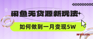 闲鱼无货源新玩法，中间商赚差价如何做到一个月变现5W-博学技术网