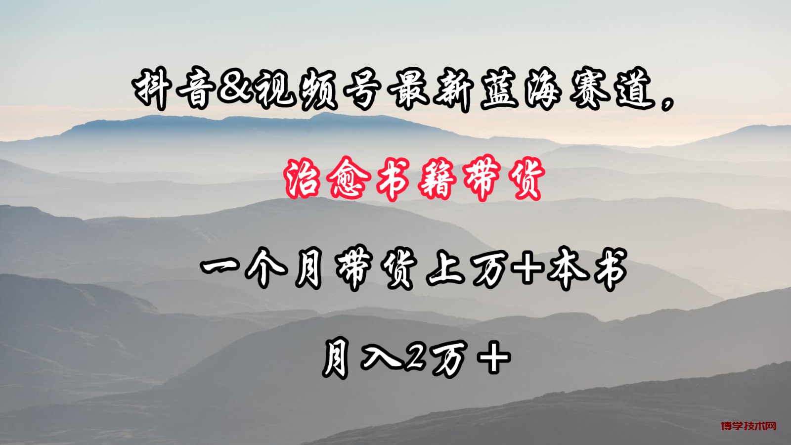 抖音&视频号最新蓝海赛道，治愈书籍带货，一个月带货上万+本书，月入2万＋-博学技术网