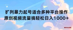（9251期）扩列暴力起号适合多种平台操作原创视频流量搞轻松日入1000+-博学技术网