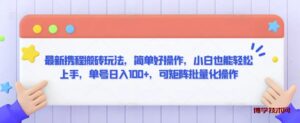 最新携程搬砖玩法，简单好操作，小白也能轻松上手，单号日入100+，可矩阵批量化操作-博学技术网