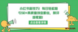 小红书新技巧，每日轻松吸引50+高质量创业粉丝，附详细教程-博学技术网
