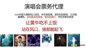 演唱会票务代理,2024年最火爆风口项目,全网最低的票价,小白一分钟上手-博学技术网