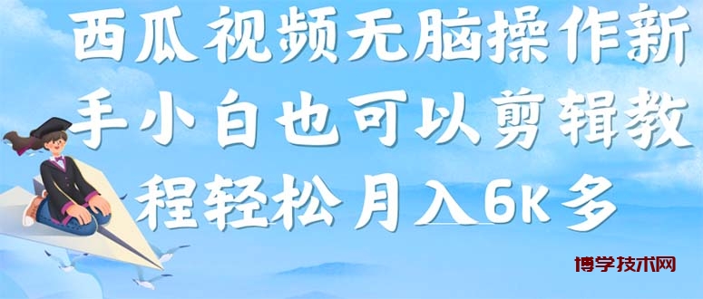 西瓜视频搞笑号，无脑操作新手小白也可月入6K-博学技术网