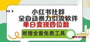 （9615期）小红薯社群全自动无脑暴力截流，日引500+精准创业粉，单日稳入四位数附…-博学技术网