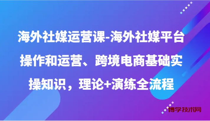 海外社媒运营课-海外社媒平台操作和运营、跨境电商基础实操知识，理论+演练全流程-博学技术网
