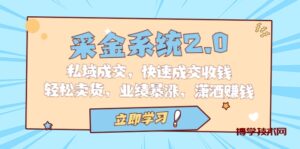 采金 系统2.0，私域成交，快速成交收钱，轻松卖货，业绩暴涨，潇洒赚钱-博学技术网