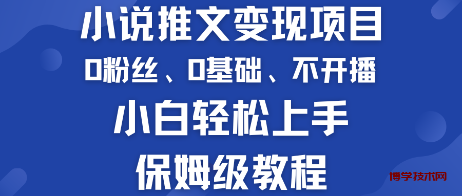 小说推文变现项目 0基础 不开播 小白轻松上手 保姆级教程-博学技术网