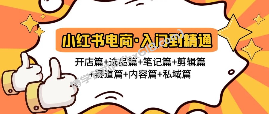 小红书电商入门到精通 开店篇+选品篇+笔记篇+剪辑篇+赛道篇+内容篇+私域篇-博学技术网