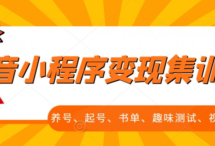 抖音小程序变现集训课，养号、起号、书单、趣味测试、视频剪辑，全套流程-博学技术网