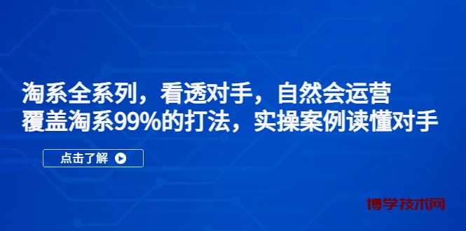 淘系全系列，看透对手，自然会运营，覆盖淘系99%·打法，实操案例读懂对手-博学技术网