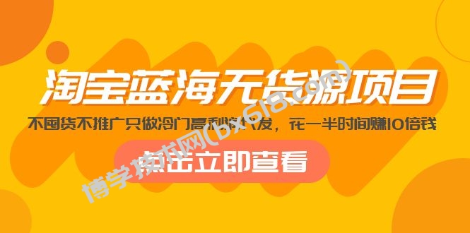 淘宝蓝海无货源项目，不囤货不推广只做冷门高利润代发，花一半时间赚10倍钱-博学技术网