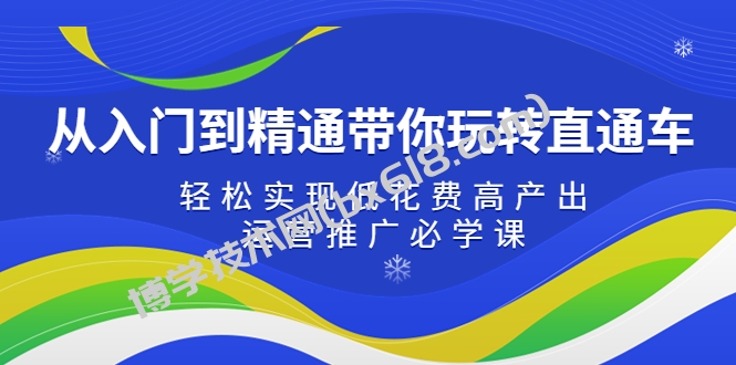 从入门到精通带你玩转直通车：轻松实现低花费高产出，35节运营推广必学课-博学技术网