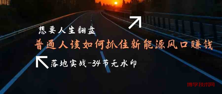 想要人生翻盘，普通人如何抓住新能源风口赚钱，落地实战案例课-博学技术网