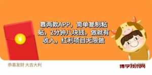 （9990期）2靠两款APP，简单复制粘贴，2分钟八块钱，做就有收入，红利项目无限做-博学技术网