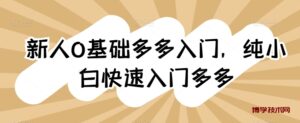 新人0基础多多入门，​纯小白快速入门多多-博学技术网