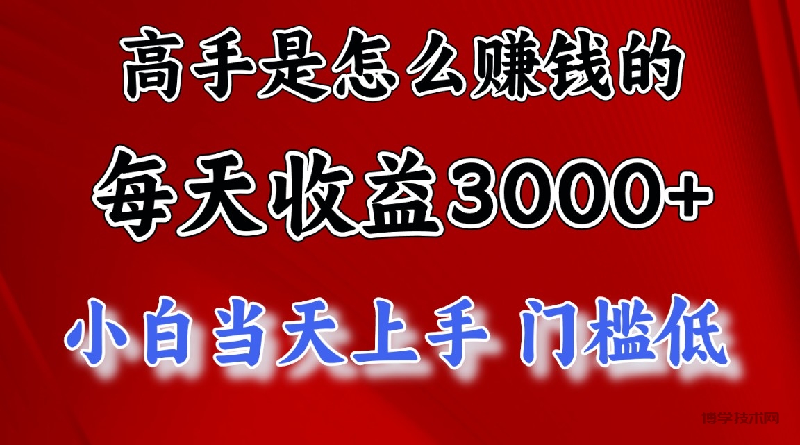 （10436期）高手是怎么赚钱的，一天收益3000+ 这是穷人逆风翻盘的一个项目，非常稳…-博学技术网