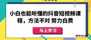 小白也能听懂的抖音短视频课程，方法不对 努力白费-博学技术网