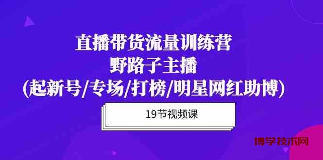 （10016期）直播带货流量特训营，野路子主播(起新号/专场/打榜/明星网红助博)19节课-博学技术网
