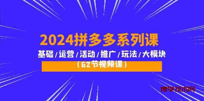（10019期）2024拼多多系列课：基础/运营/活动/推广/玩法/大模块（62节视频课）-博学技术网