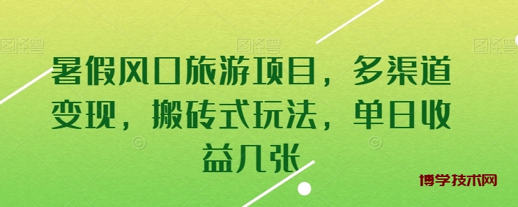 暑假风口旅游项目，多渠道变现，搬砖式玩法，单日收益几张-博学技术网