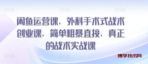 闲鱼运营课，外科手术式战术创业课，简单粗暴直接，真正的战术实战课-博学技术网